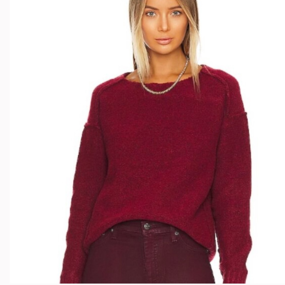 Free People We The Free Cozy Knit Pullover Eastwood Sweater Size S Burgundy